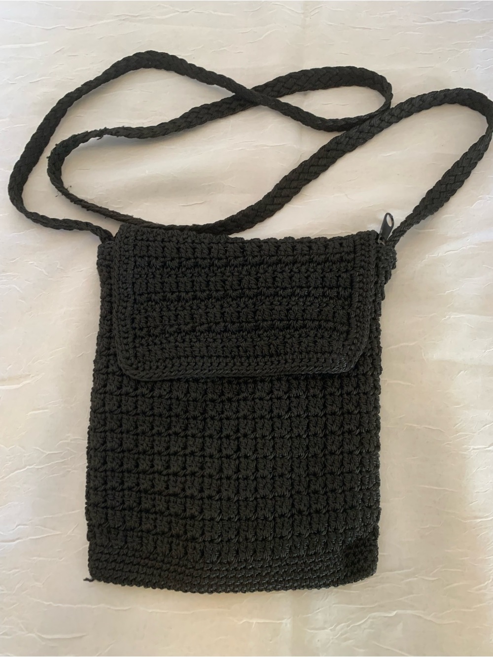 Handmade Black Crochet Crossbody Bag - Women's Shoulder Purse